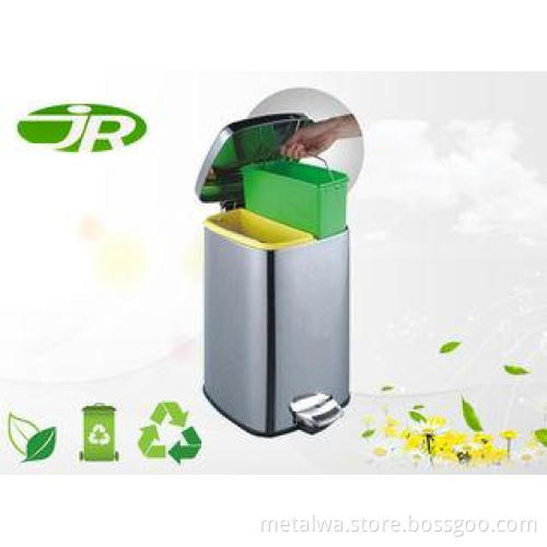 Double Plastic Foot Operated Bin 20 Liter Indoor Square Sta